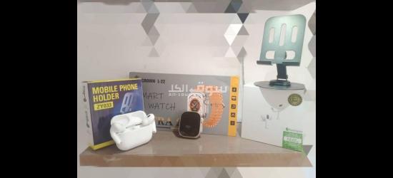 ساعة ذكية مع سماعة ايفون كفالة سنة مع ستاند معدن - 4